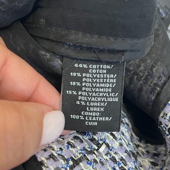 Lafayette 148 Y2K Tweed Leather Skirt Size 2 Purple Black Twee Old Money Preppy - Picture 5 of 6